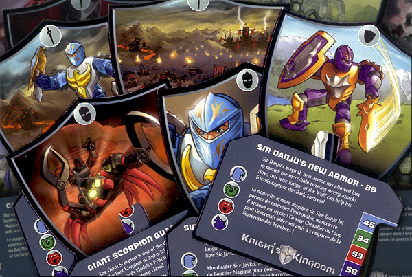 Игровые карточки LEGO Knights’ Kingdom с персонажами, характеристиками и способностями