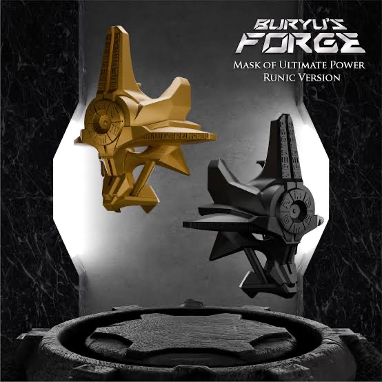 Золотая и чёрная фанатские реплики Mask of Ultimate Power от Buryu's Forge