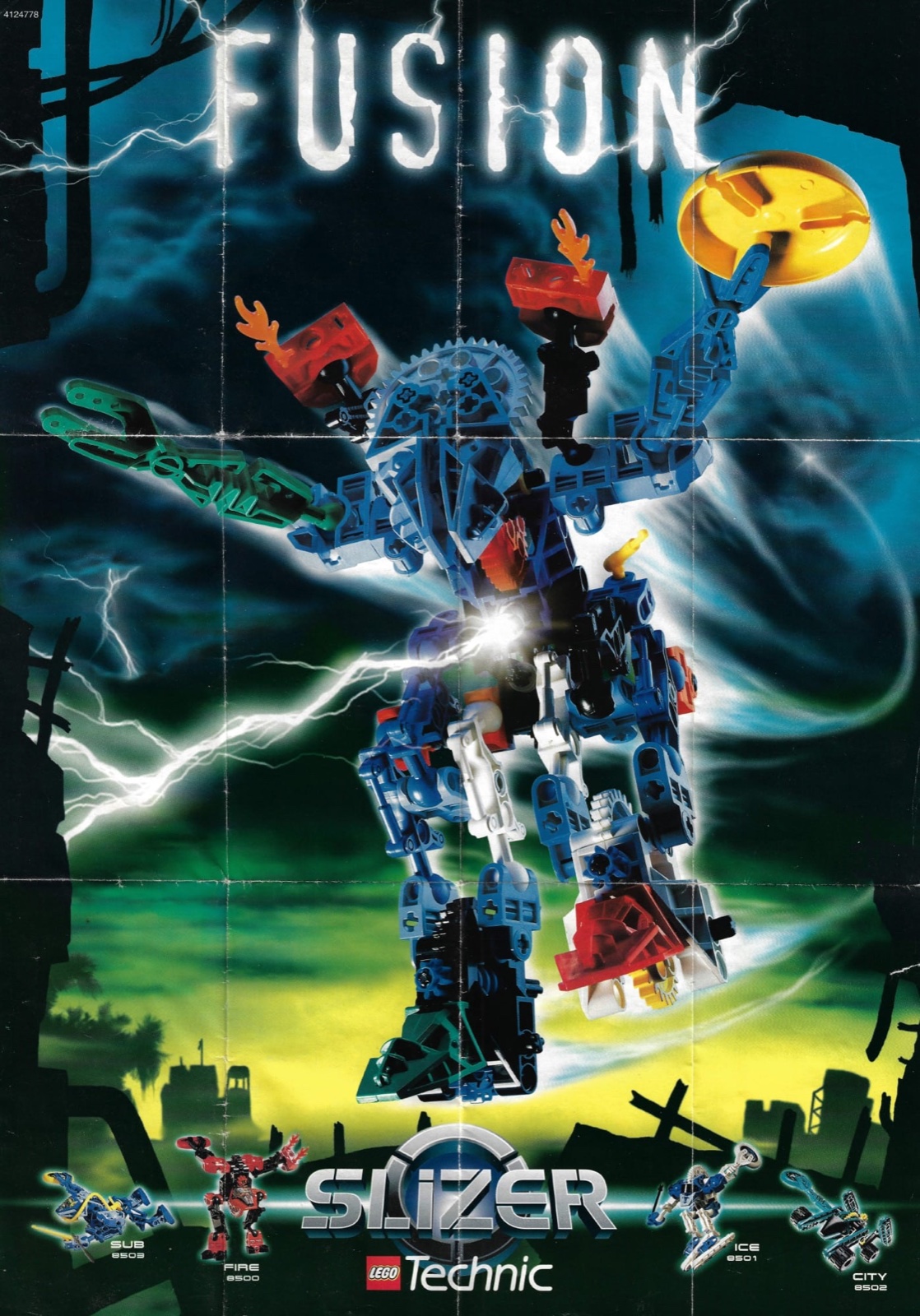 Плакат LEGO Slizer Fusion 4124778 с объединённой моделью Sub, Fire, Ice и City